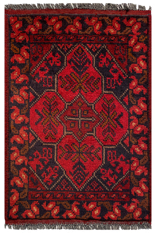 26409- Khal Mohammad Afghan Hand-Knotted Authentic/Traditional/Rug/Size: 2'0" x 1'3"