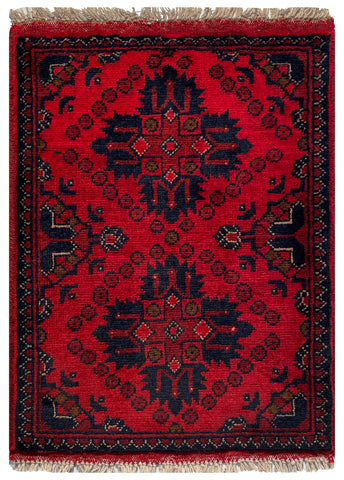 26406- Khal Mohammad Afghan Hand-Knotted Authentic/Traditional/Rug/Size: 2'0" x 1'4"