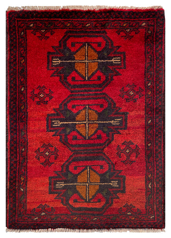 26405- Khal Mohammad Afghan Hand-Knotted Authentic/Traditional/Rug/Size: 2'0" x 1'4"