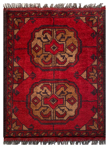 26389- Khal Mohammad Afghan Hand-Knotted Authentic/Traditional/Rug/Size: 1'9" x 1'4"