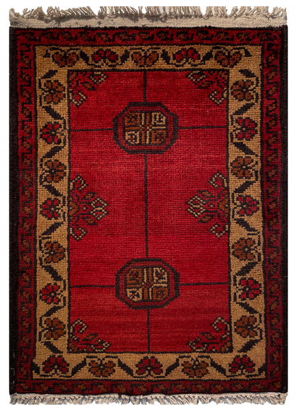 26391- Khal Mohammad Afghan Hand-Knotted Authentic/Traditional/Rug/Size: 2'0" x 1'4"