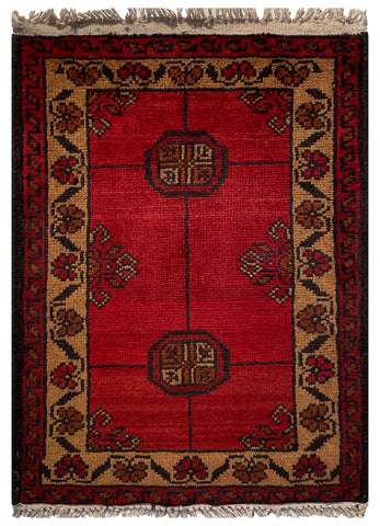 26391- Khal Mohammad Afghan Hand-Knotted Authentic/Traditional/Rug/Size: 2'0" x 1'4"