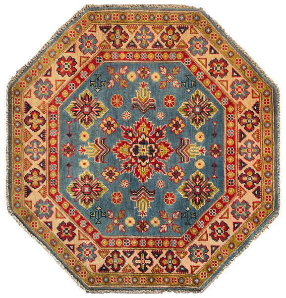 26601 - Kazak Hand-Knotted/Handmade Afghan Tribal/Nomadic Authentic/Size: 3'4" x 3'1"