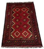 26399- Khal Mohammad Afghan Hand-Knotted Authentic/Traditional/Rug/Size: 2'0" x 1'3"