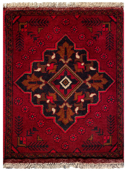 26233 - Khal Mohammad Afghan Hand-Knotted Authentic/Traditional/Rug/Size: 1'9" x 1'4"