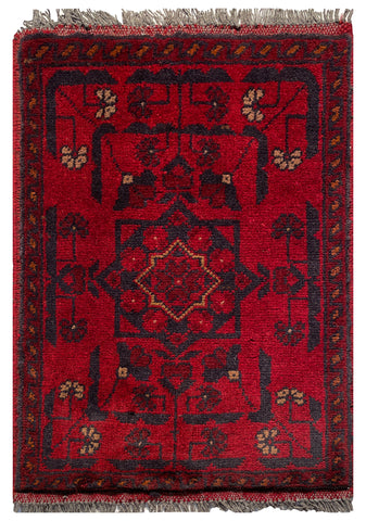 26469 - Khal Mohammad Afghan Hand-Knotted Authentic/Traditional/Rug/Size: 1'9" x 1'3"