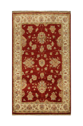 22330 - Chobi Ziegler Hand-Knotted/Handmade Afghan Rug/Carpet Traditional/Authentic/Size: 5'9" x  4'0"