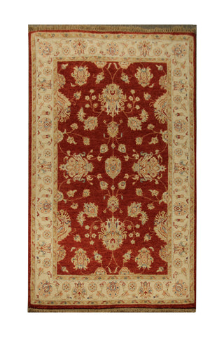 22325 - Chobi Ziegler Hand-knotted/Handmade Afghan Rug/Carpet Traditional Authentic/Size: 5'10" x 4'1"