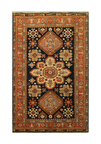 22462 - Royal Kazak Hand-Knotted/Handmade Afghan Tribal/Nomadic Authentic/Size: 6'9" x 4'9"