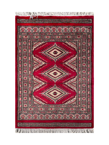 25090- Jaldar Hand-knotted/Handmade Pakistani Rug/Carpet Traditional Authentic/Size: 2'10" x 2'1"