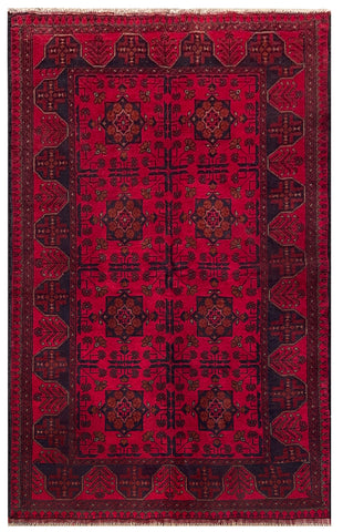 25324- Khal Mohammad Afghan Hand-Knotted Authentic/Traditional/Carpet/Rug/ Size: 6'5" x 4'0"