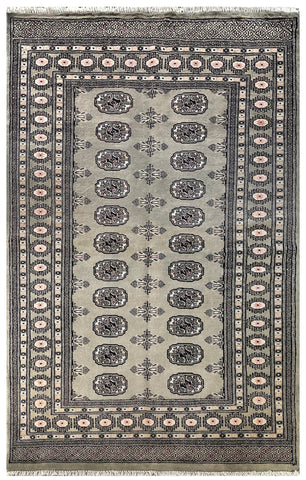 25047-Bokhara Hand-Knotted/Handmade Pakistani Rug/Carpet Tribal/Nomadic Authentic/ Size: 6'4" x 4'0"