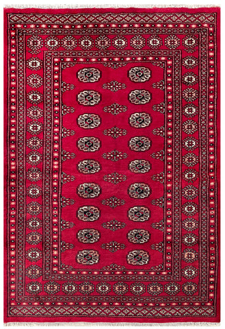 25049-Bokhara Hand-Knotted/Handmade Pakistani Rug/Carpet Tribal/Nomadic Authentic/ Size: 5'11" x 4'2"