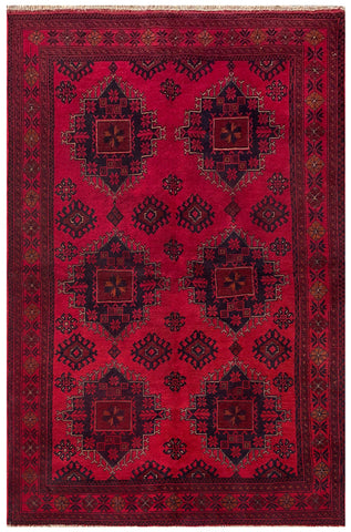 25381- Khal Mohammad Afghan Hand-Knotted Authentic/Traditional/Carpet/Rug/ Size: 6'5" x 4'1"