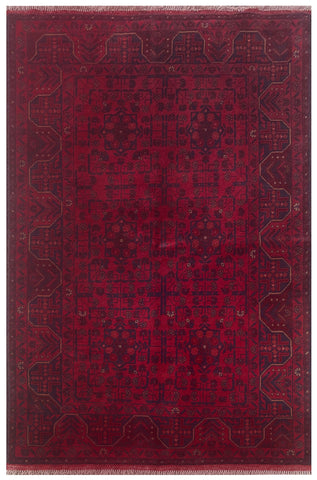 25386- Khal Mohammad Afghan Hand-Knotted Authentic/Traditional/Carpet/Rug/ Size: 6'5" x 4'2"