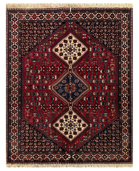 20572-Yalameh Hand-Knotted/Handmade Persian Rug/Carpet Tribal/Nomadic Authentic/ Size: 6'4" x 5'0"