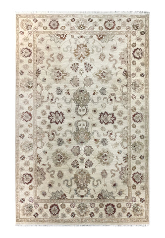 18185 - Chobi Ziegler Hand-Knotted/Handmade Afghan Rug/Carpet Traditional/Authentic/Size: 9'6" x 6'0"