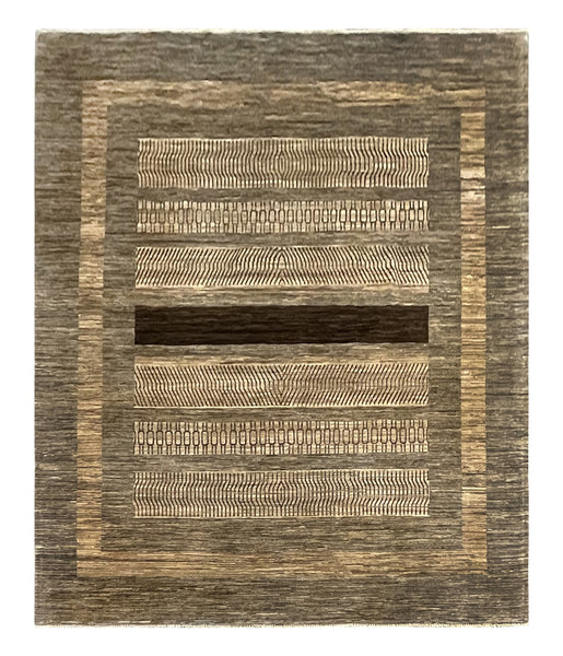 21746-Chobi Ziegler Hand-Knotted/Handmade Afghan Rug/Carpet Modern Authentic/Size: 9'6" x 8'0"