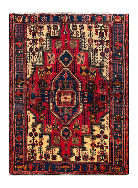 24329-Hamadan Hand-Knotted/Handmade Persian Rug/Carpet Tribal Authentic/ Size: 7'9" x 4'6"