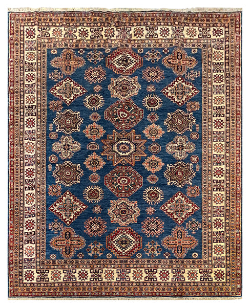 25842-Royal Kazak Hand-Knotted/Handmade Afghan Rug/Carpet Tribal/Nomadic Authentic/ Size: 10'2" x 8'1"