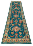 26007-Kazak Hand-Knotted/Handmade Afghan Rug/Carpet Tribal/Nomadic Authentic/ Size: 11'8" x 2'10"