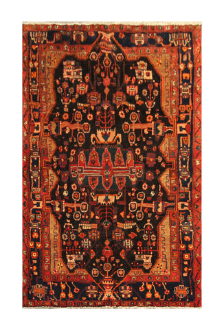 22845 - Hamadan Hand-Knotted/Handmade Persian Rug/Carpet Traditional Authentic/Size: 8'6" x 5'1"