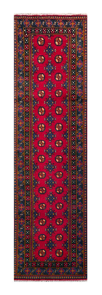 25325- Khal Mohammad Afghan Hand-Knotted Authentic/Traditional/Carpet/Rug/ Size: 9'6" x 2'7"