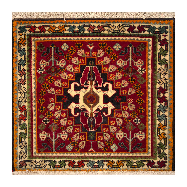 23880-Ghashgai Hand-Knotted/Handmade Persian Rug/Carpet /Tribal/ Nomadic/Authentic/ Size: 2'0" x 2'0"