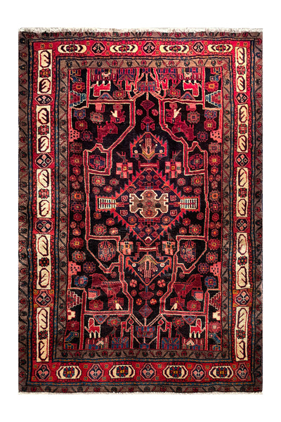 24306-Hamadan Hand-Knotted/Handmade Persian Rug/Carpet Tribal/Authentic/ Size: 8'0" x 5'1"