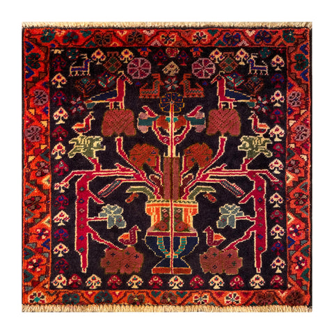 24485-Ghashgai Hand-Knotted/Handmade Persian Rug/Carpet Tribal/ Nomadic Authentic/Size: 1'10" x 1'11"