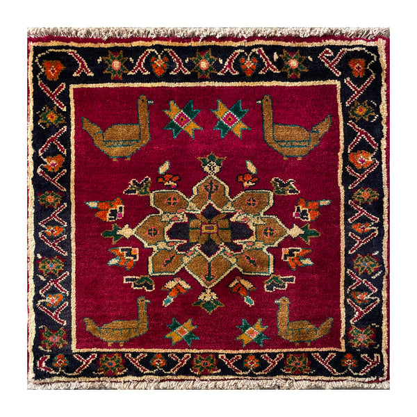 24462-Ghashgai Hand-Knotted/Handmade Persian Rug/Carpet Tribal/ Nomadic Authentic/Size: 2'0" x 2'0"