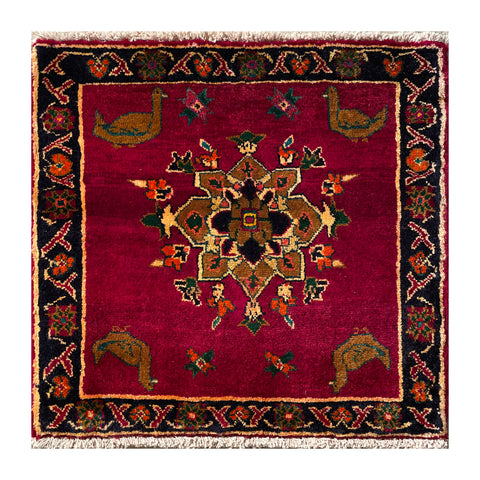 24449-Ghashgai Hand-Knotted/Handmade Persian Rug/Carpet Tribal/Nomadic Authentic/Size: 2'2" x 2'2"