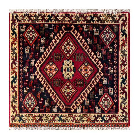 24496-Ghashgai Hand-Knotted/Handmade Persian Rug/Carpet Tribal/ Nomadic Authentic/Size: 1'9" x 1'10"