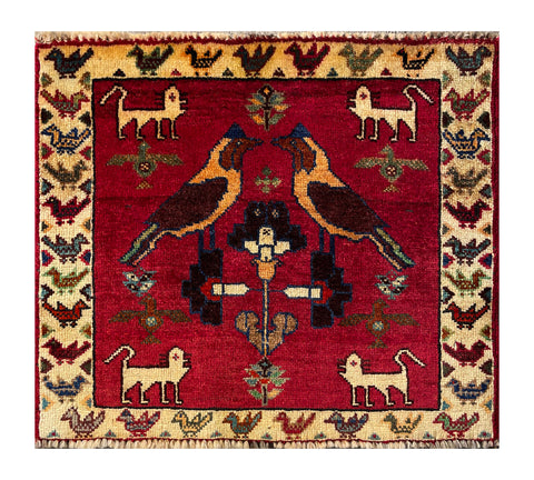 24487-Ghashgai Hand-Knotted/Handmade Persian Rug/Carpet Tribal/ Nomadic Authentic/Size: 1'10" x 2'0"